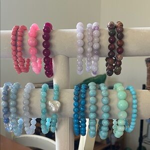 20 semiprecious gem Beaded Stretch Bracelet -